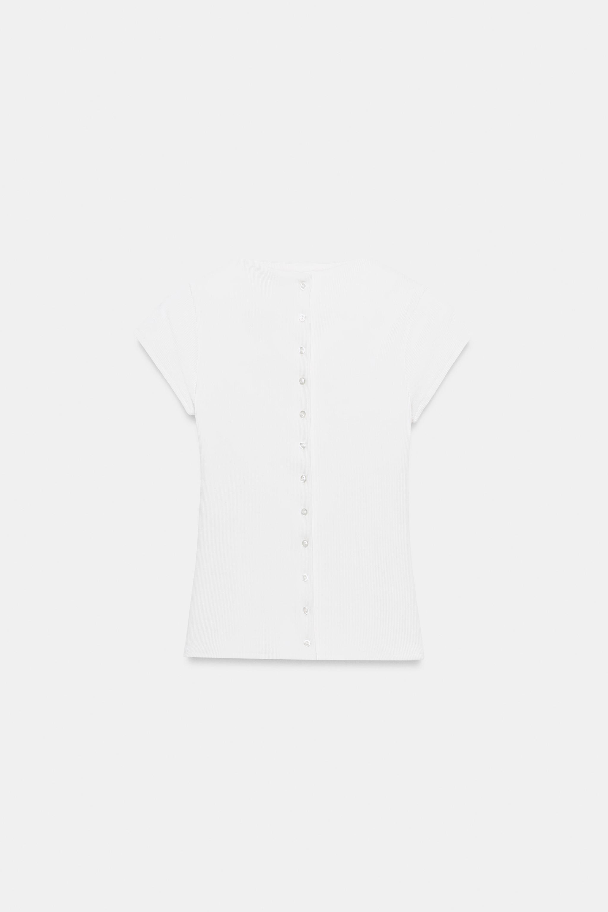 RIBBED BUTTON-UP T-SHIRT